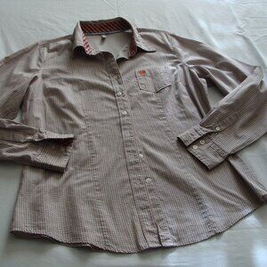 CINCH Coral & Gray Long Sleeve BUTTON DOWN Shirt Sz LARGE (Men's)